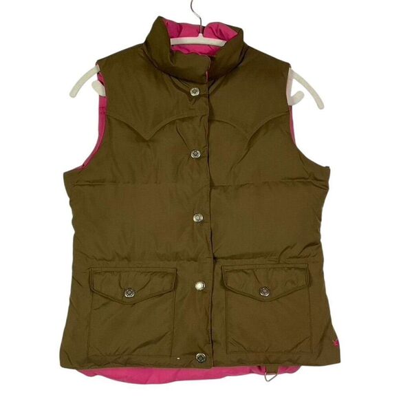 American Eagle Outfitters Women's Puffer Vest, Reversible, Brown/Pink, Snap - Picture 1 of 11